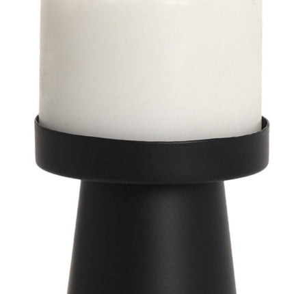 8" Black Metal Tabletop Pillar Candle Holder HomeRoots