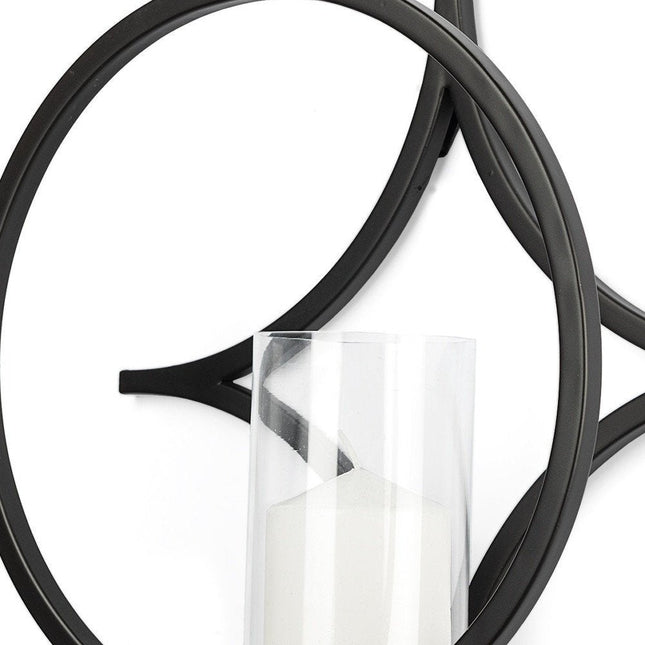 6" Black Quatrefoil Metal And Glass Wall Sconce Candle Holder HomeRoots