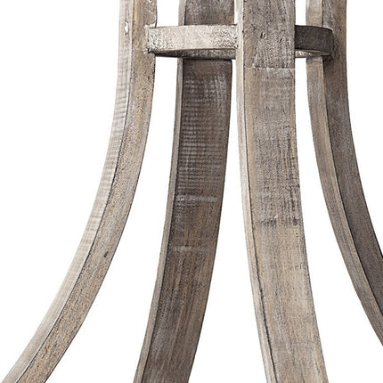 25" Brown Distressed Geometric Solid Wood Metal And Glass Tabletop Hurricane Candle Holder HomeRoots