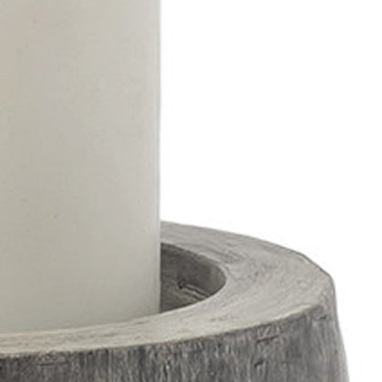 7" Gray Distressed Abstract Ceramic Tabletop Pillar Candle Holder