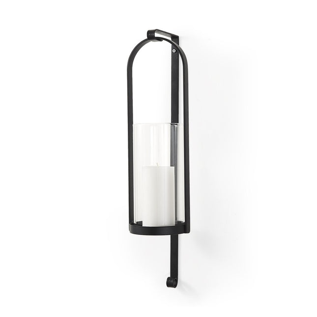 24" Black Metal Abstract Wall Sconce Candle Holder HomeRoots