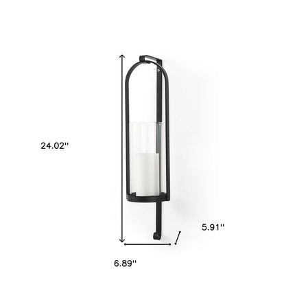 24" Black Metal Abstract Wall Sconce Candle Holder HomeRoots