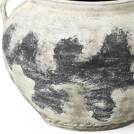 15" Black And White Ombre Ceramic Amphora Floor Vase HomeRoots
