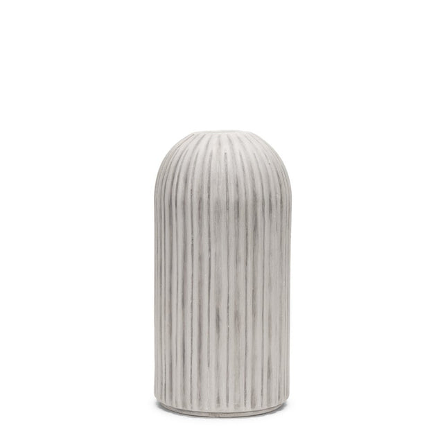 16" Gray And White Striped Ceramic Cylinder Floor Vase HomeRoots