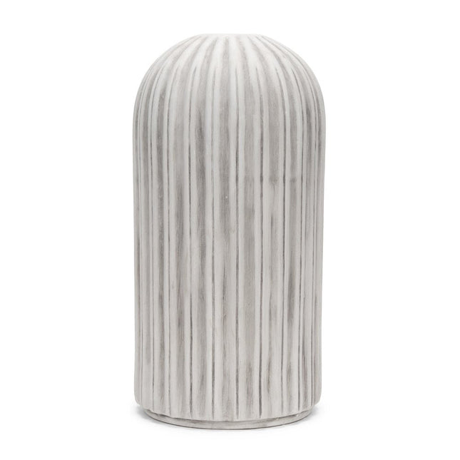 21" Gray And White Striped Ceramic Cylinder Floor Vase HomeRoots