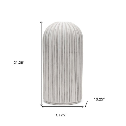 21" Gray And White Striped Ceramic Cylinder Floor Vase HomeRoots