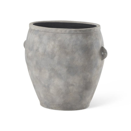 24" Gray Ceramic Amphora Floor Vase HomeRoots