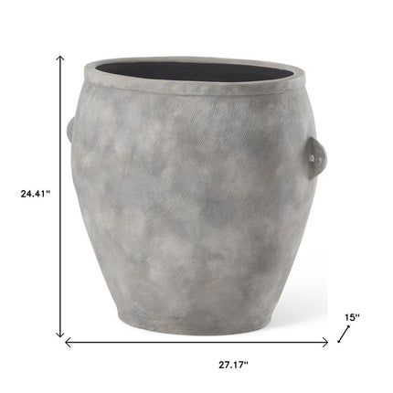 24" Gray Ceramic Amphora Floor Vase HomeRoots