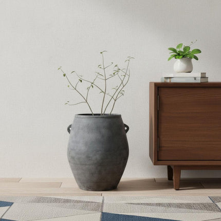32" Gray Ceramic Amphora Floor Vase HomeRoots