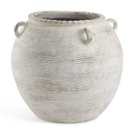 22" Cream Ceramic Amphora Floor Vase
