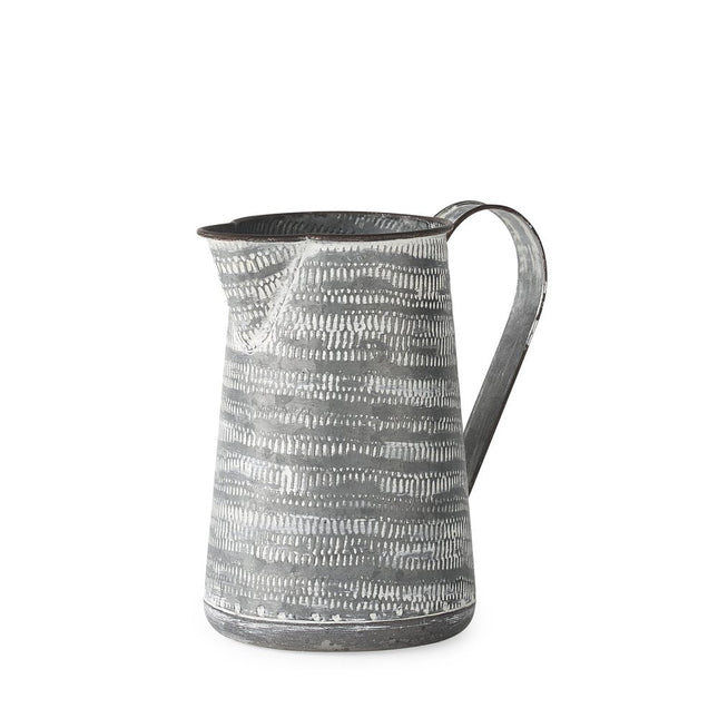 8" Gray And White Striped Metal Tapered Jug Vase HomeRoots