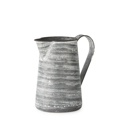 8" Gray And White Striped Metal Tapered Jug Vase HomeRoots