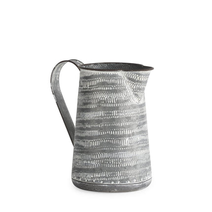 8" Gray And White Striped Metal Tapered Jug Vase HomeRoots