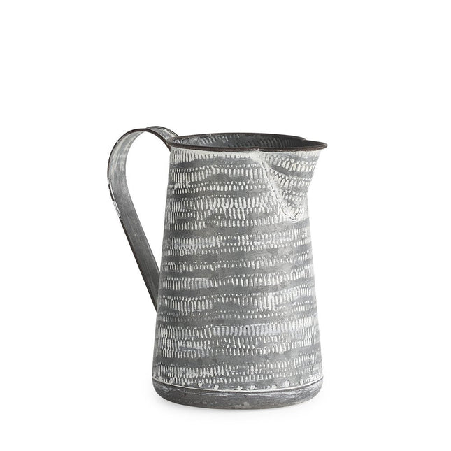 8" Gray And White Striped Metal Tapered Jug Vase HomeRoots