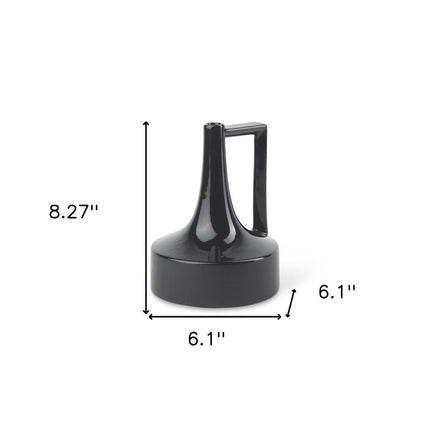 8" Black Ceramic Jug Vase HomeRoots