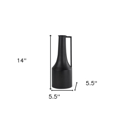 14" Black Metal Jug Vase HomeRoots
