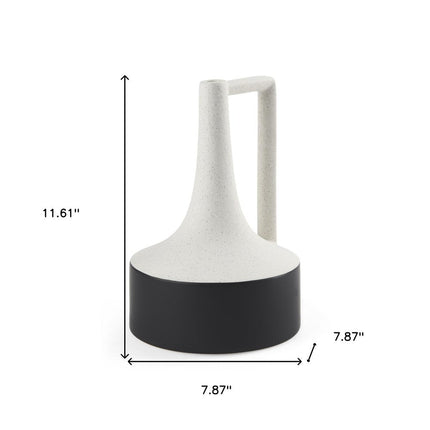 12" Black And White Ombre Ceramic Jug Vase HomeRoots