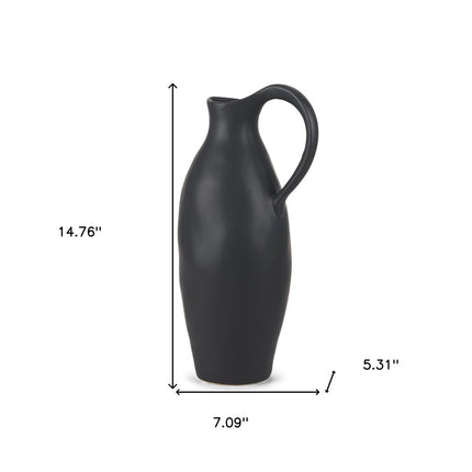 15" Black Ceramic Bud Jug Vase HomeRoots