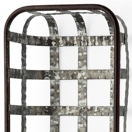 17" Black And Clear Glass Bottle And Metal Wall Vase HomeRoots
