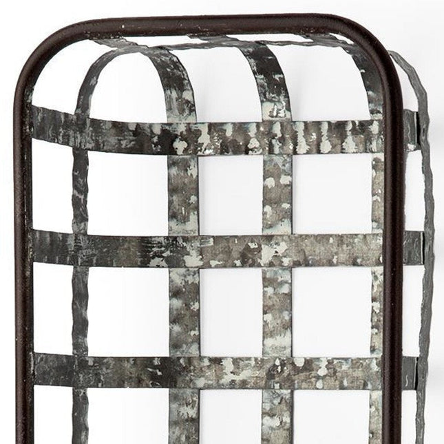 17" Black And Clear Glass Bottle And Metal Wall Vase HomeRoots