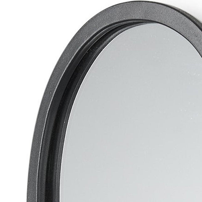19" Black And Clear Glass Bottle Metal And Mirrored Glass Oval Wall Vase HomeRoots
