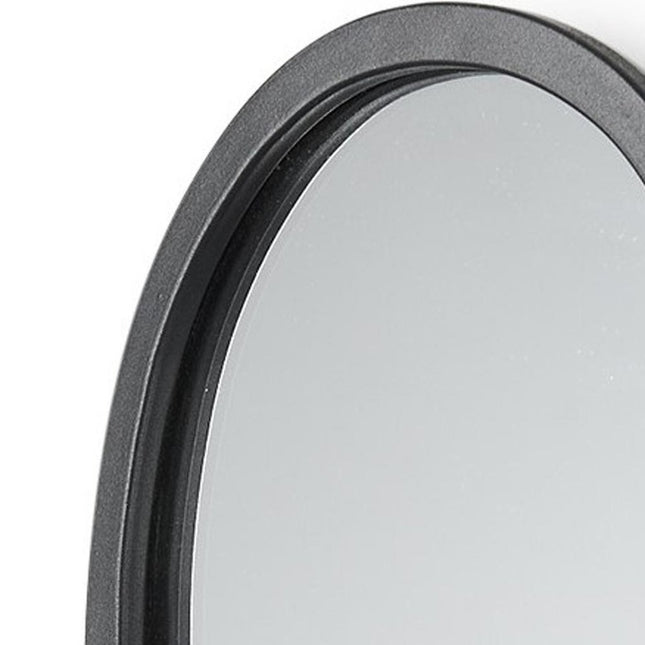 19" Black And Clear Glass Bottle Metal And Mirrored Glass Oval Wall Vase