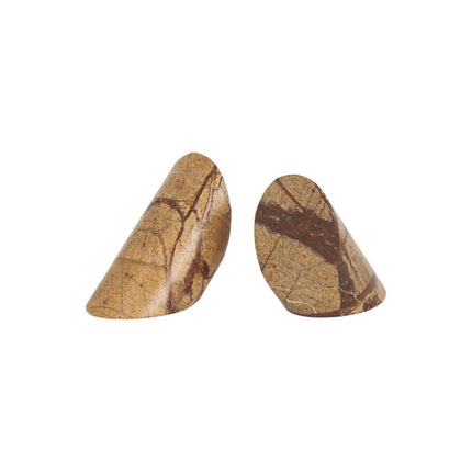 Set of Two Brown Marble Geometric Decorative Bookends HomeRoots