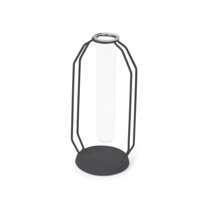 10" Black And Clear Glass And Metal Table Vase HomeRoots