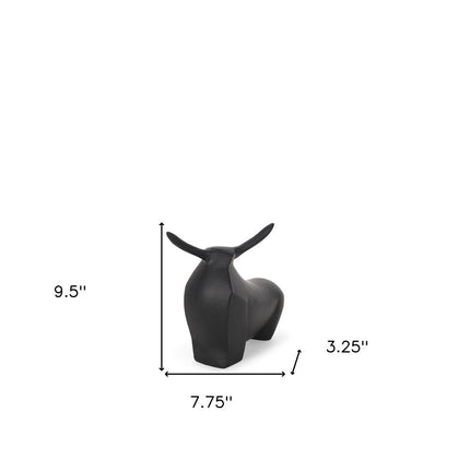 8" Black Aluminum Bull Tabletop Sculpture HomeRoots