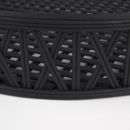Set of Two Black Round Wicker Handmade Serving Trays HomeRoots