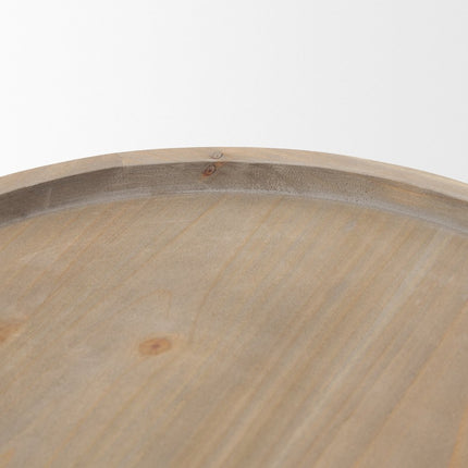 Set of Two Gray And Natural Solid Wood Handmade Round Risers HomeRoots