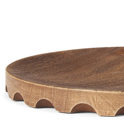 Set of Two Natural Light Brown Round Wood Handmade Serving Trays HomeRoots