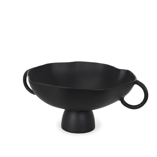 16" Black Metal Round Pedestal Centerpiece Bowl