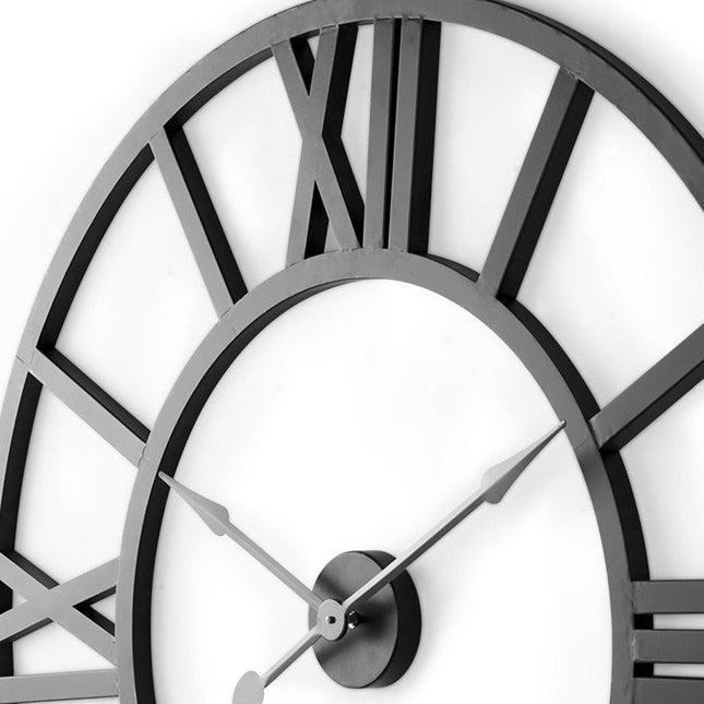 30" Black Iron Analog Round Wall Clock