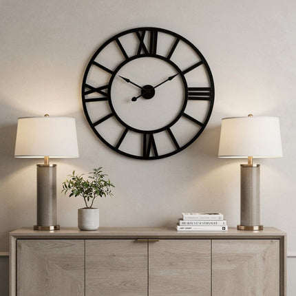 30" Black Iron Analog Round Wall Clock HomeRoots
