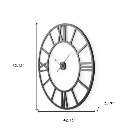 42" Black Iron Analog Round Wall Clock HomeRoots