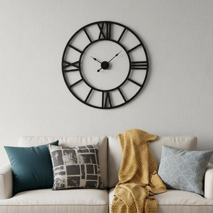 42" Black Iron Analog Round Wall Clock HomeRoots