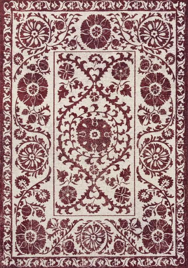 9' X 13' Beige And Maroon Tribal Washable Area Rug With UV Protection HomeRoots