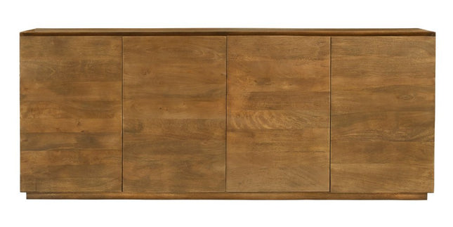 80" Tan Distressed Solid Wood Sideboard With Four Doors HomeRoots