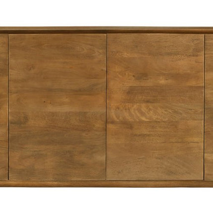 80" Tan Distressed Solid Wood Sideboard With Four Doors HomeRoots