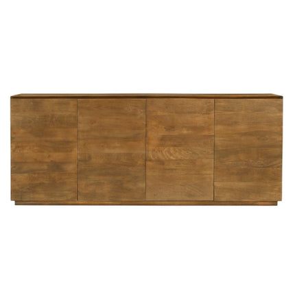 80" Tan Distressed Solid Wood Sideboard With Four Doors HomeRoots