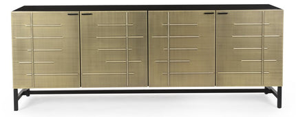 72" Gold Iron Ribbed Texture Sideboard with Four Doors HomeRoots