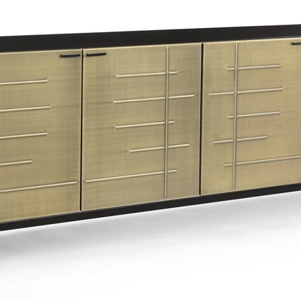 72" Gold Iron Ribbed Texture Sideboard with Four Doors HomeRoots