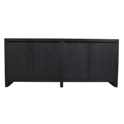 84" Graphite Distressed Reclaimed Wood Sideboard With Four Doors HomeRoots