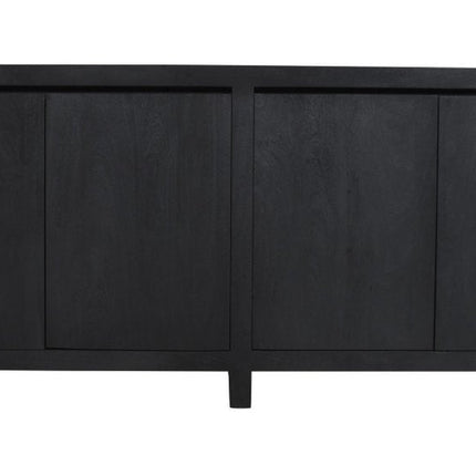84" Graphite Distressed Reclaimed Wood Sideboard With Four Doors HomeRoots