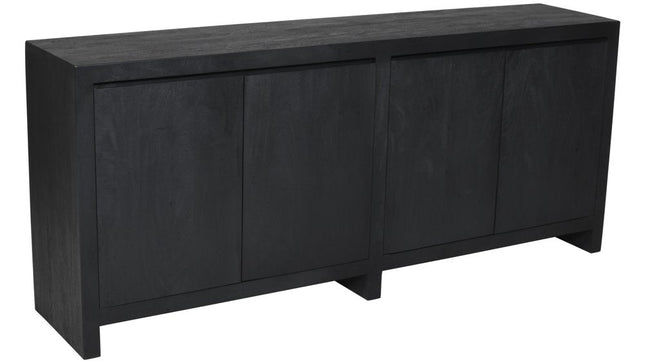 84" Graphite Distressed Reclaimed Wood Sideboard With Four Doors HomeRoots