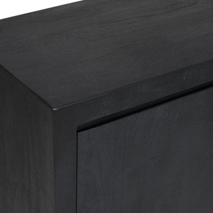 84" Graphite Distressed Reclaimed Wood Sideboard With Four Doors HomeRoots