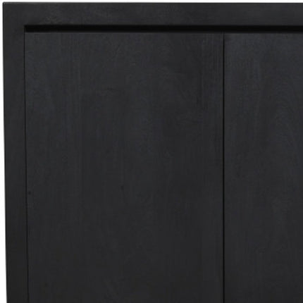 84" Graphite Distressed Reclaimed Wood Sideboard With Four Doors HomeRoots