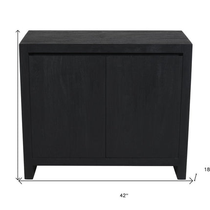 42" Graphite Distressed Reclaimed Wood Sideboard With Two Doors HomeRoots