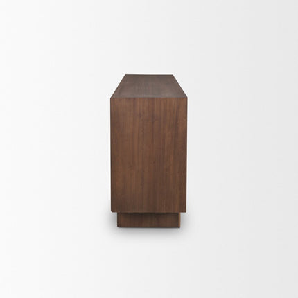 71" Brown Sideboard Soft Close with Four Doors HomeRoots